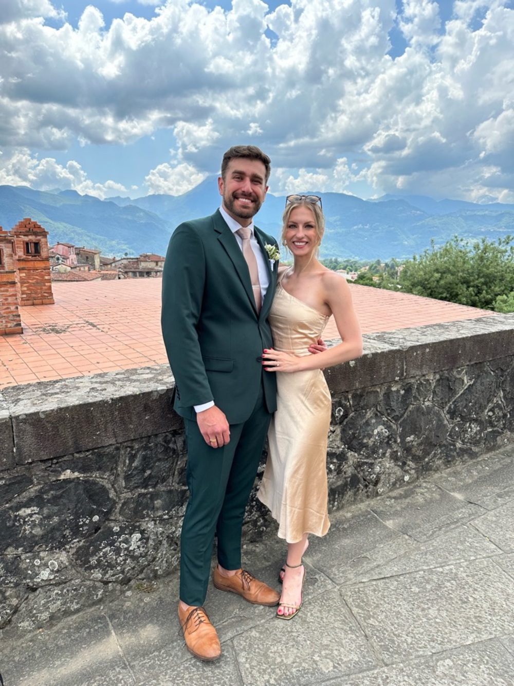 Billy J Gold/Champagne Midi Satin Dress